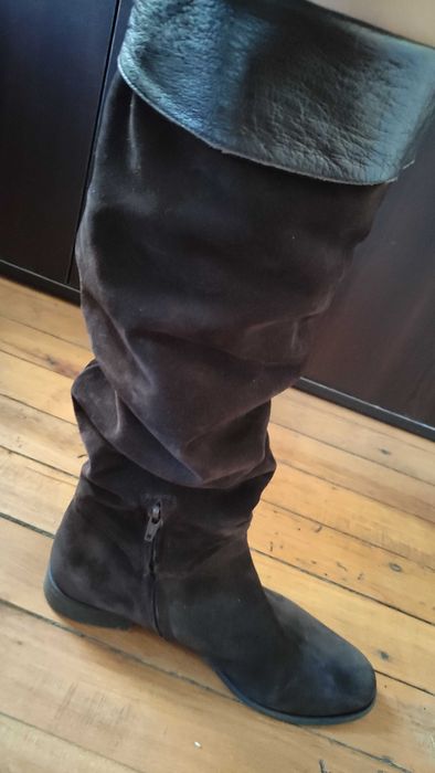Vero cuoio италиански високи ботуши естествен велур и кожа н.39 и 1/2