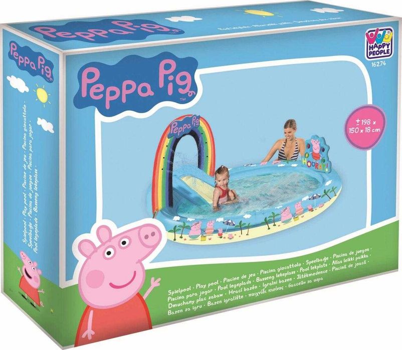 Надуваем басейн център за игра с пързалка и водна пръскачка Peppa Pig Пепа Пиг