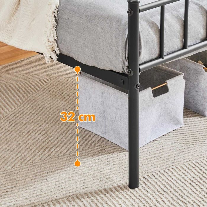 Cadru Pat Metalic Modern Single 90x200 cm |S 615255 Black(90x200cm)