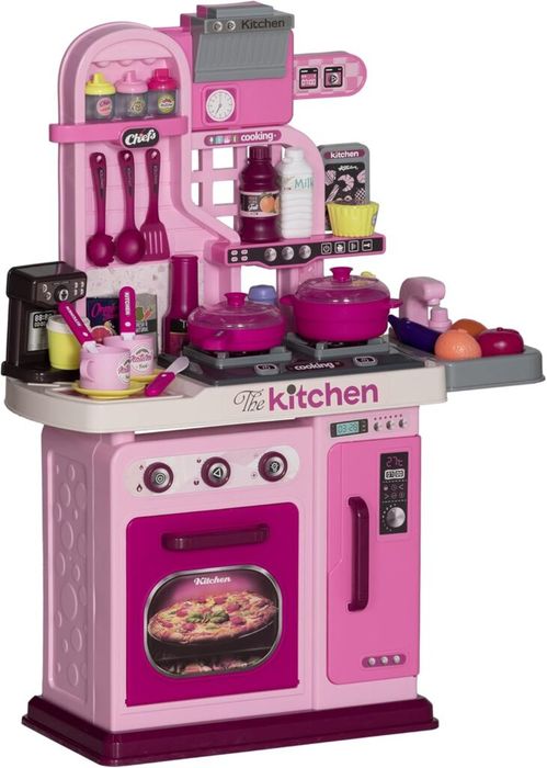 Реалистична детска кухня „The Kitchen“ – 33 аксесоара, розова с кафе м