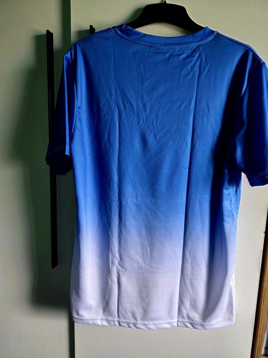 Vand bluza cu maneca scurta de barbati albastru cu alb marime S