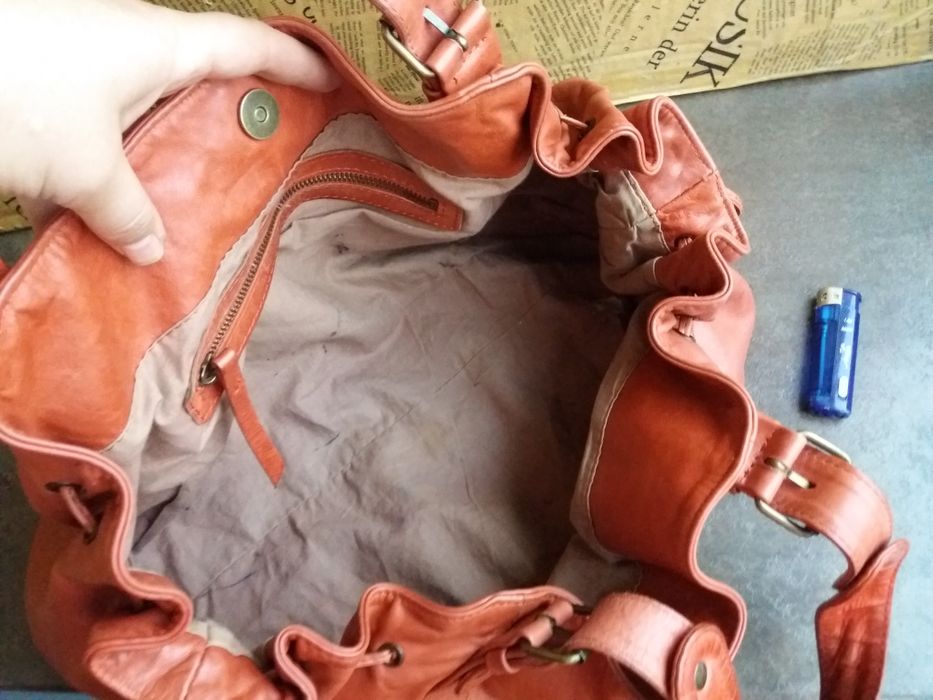 дамска чанта Италианска керемидено червена чанта-естествена кожа