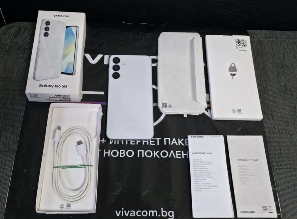 КАТО НОВ 128GB Samsung A16 5G +15w adaptor Гаранция Vivacom 2027г. Gr
