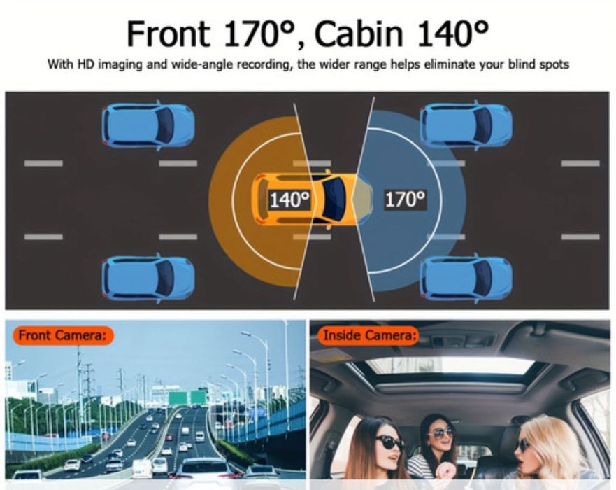 Видеорегистратор с 2 камери и батерия.