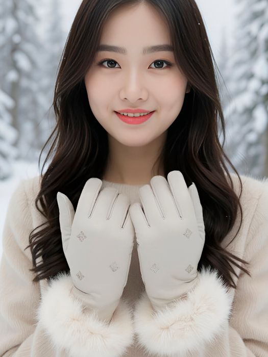 Женские кожаные перчатки с утеплителем и мехом. сенсорные