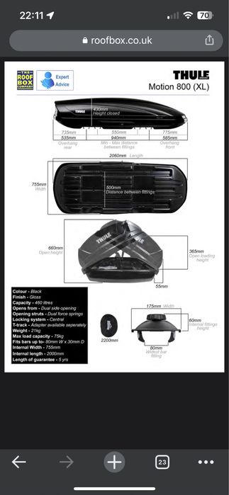 Închiriez portbagaj Thule Motion 800, 460l