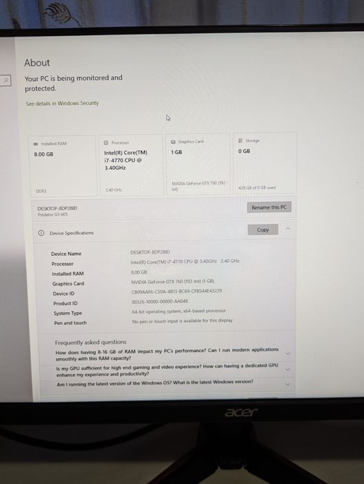 Gaming pc + monitor gaming