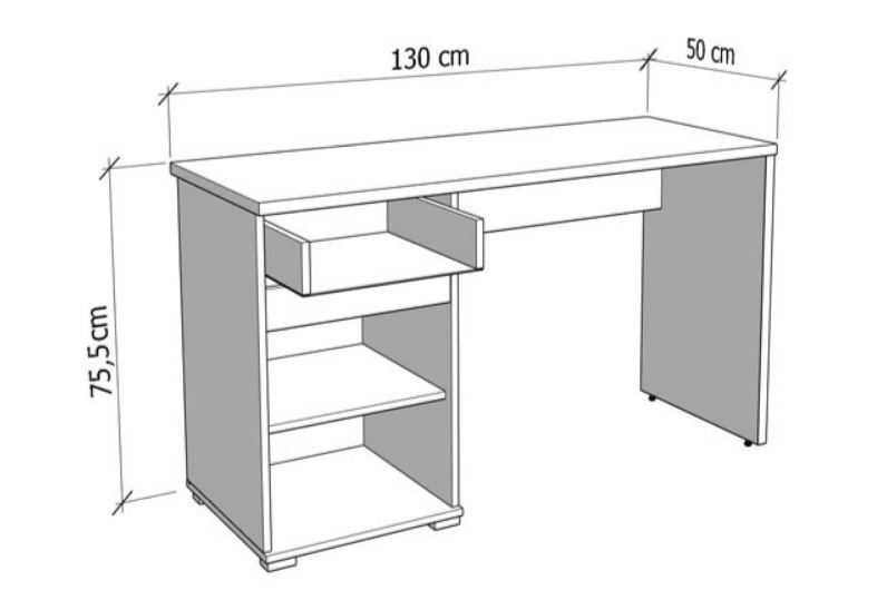 Birou Alb / Masa de calculator + Folie de lac Alba ELAN 130x50x75.5 cu sertare