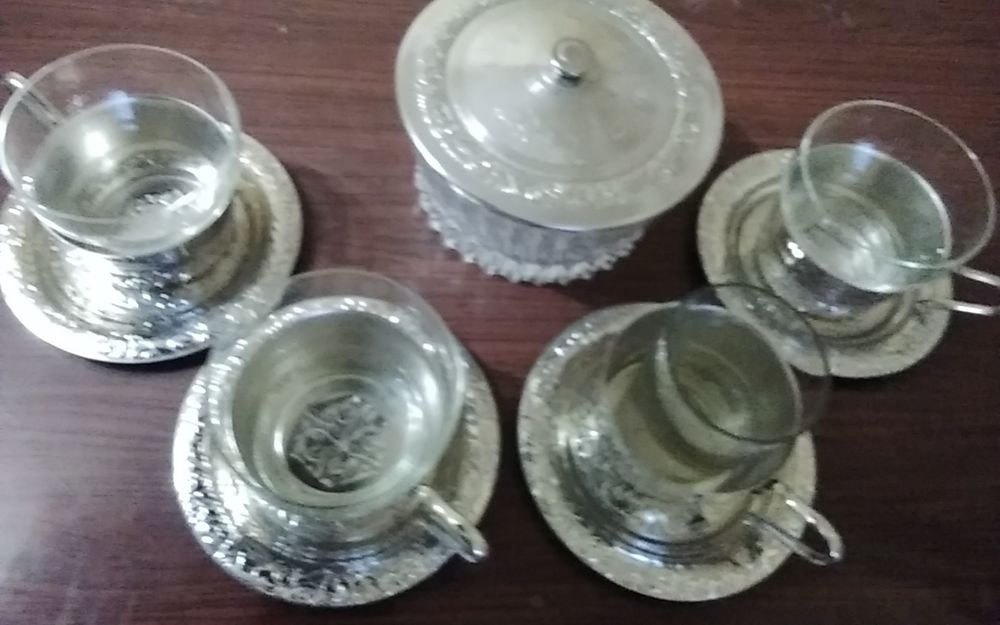 Набор  для  чая  или  кофе  стекло  и металл.с