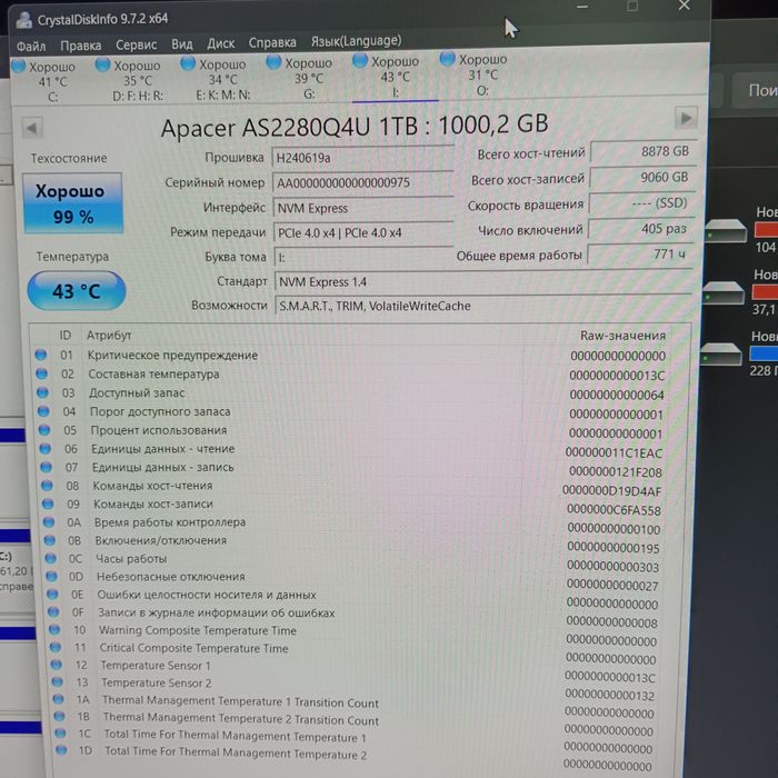 1Tb SSD pci-e 4.0 m2 nvme Apacer