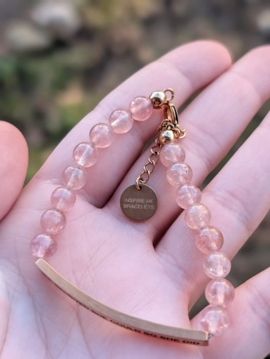 Bratara "Inspire Me Bracelets", placata cu aur roz de 14k si cuart roz