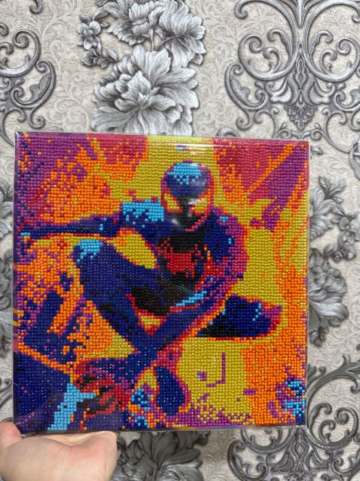 Алмазная мозаика «Человек-паук» (Marvel) — ручная работа ребёнка