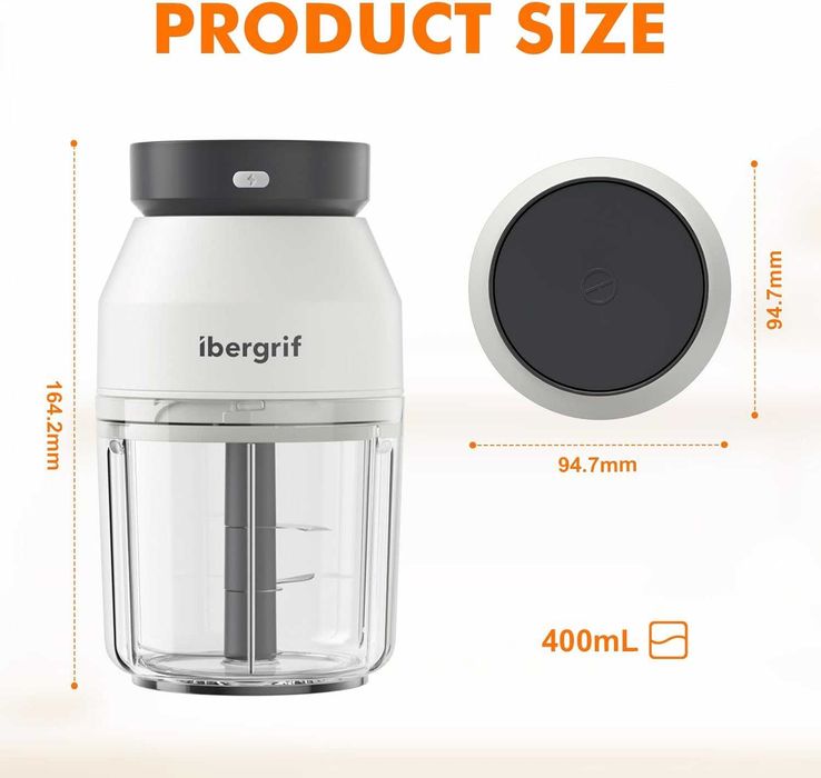 Ibergrif M503 Електрическа мултицет машина за нарязване на лук 400 мл, USB зареждане, преносимост, електрически, универсален чопър, С ДЕФЕКТ