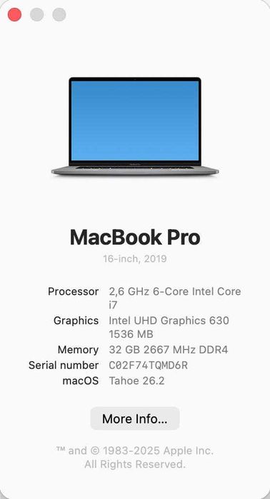 Apple MacBook Pro 16" i7 32GB RAM 512GB SSD