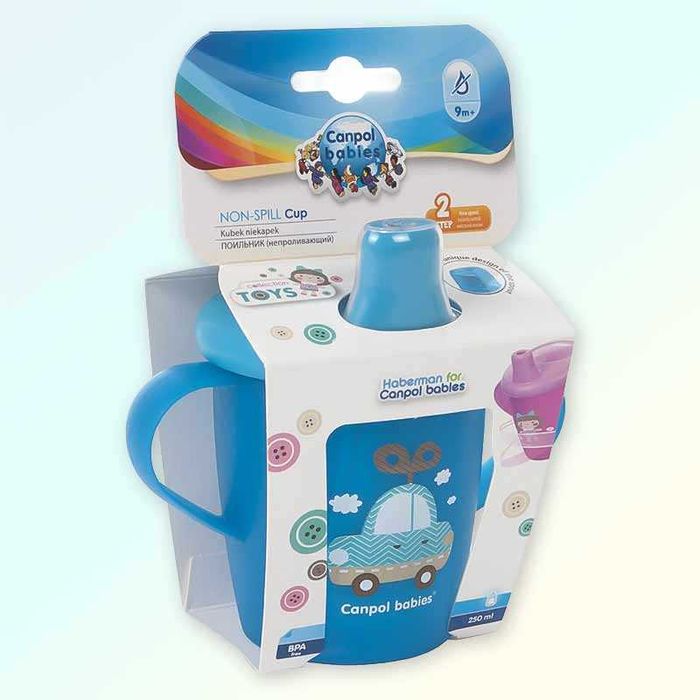 Чаша за бебе против разливане 250 мл с лъжичка за хранене, Canpol