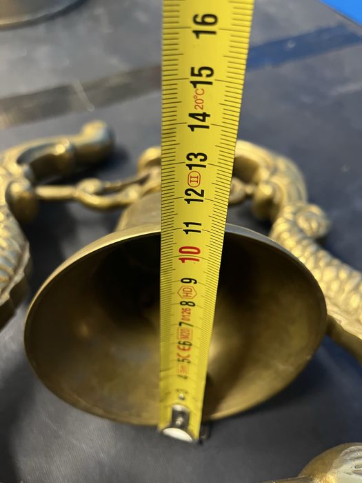 Стара,бронзова,морска камбана с два делфина