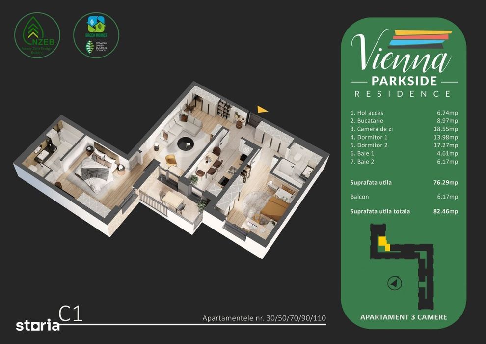 Apartament 3 camere decomandat, Parc Tudor Arghezi, Bd. Metalurgiei