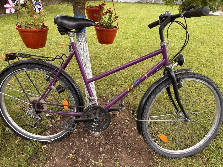 Bicicletă Torino 26” cu viteze Shimano, portbagaj și apărător