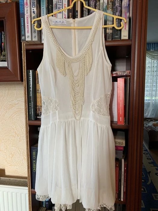 Rochie alba margele S