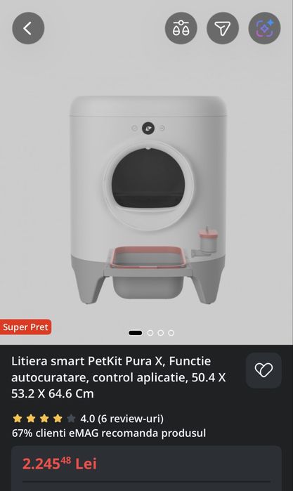 Litiera automata Petkit Pura X impecabila