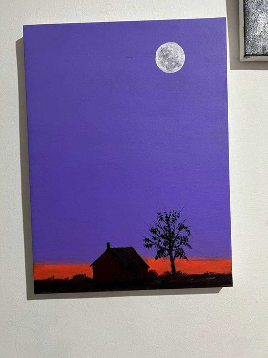 Картина на холсте 30*40, акрил - Дом в сумерках
