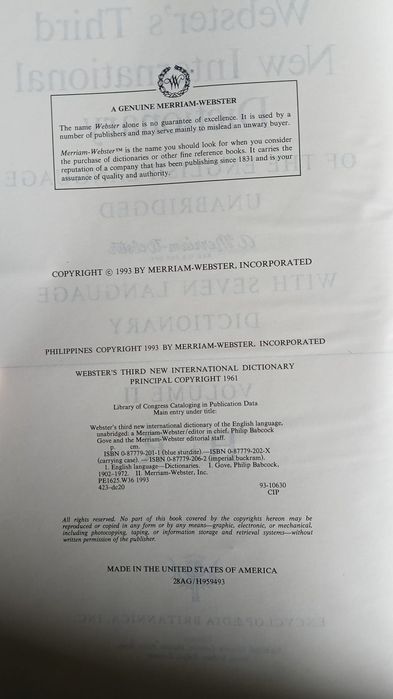 Dicționar Webster’s Third New International Dictionar