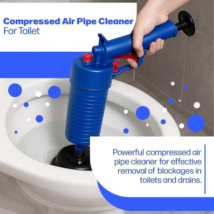 Pistol profesional cu presiune pentru desfundat tevi si WC 4 ventuze