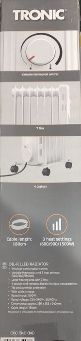 NOU Calorifer electric cu ulei 1500W Tronic (Lidl) 3 ani garantie