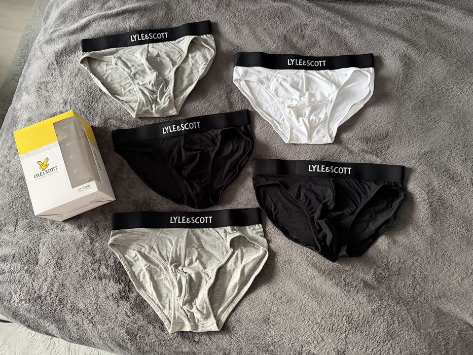 Lyle & Scott set 5 chiloti alb-gri-negru marimea S noi originali