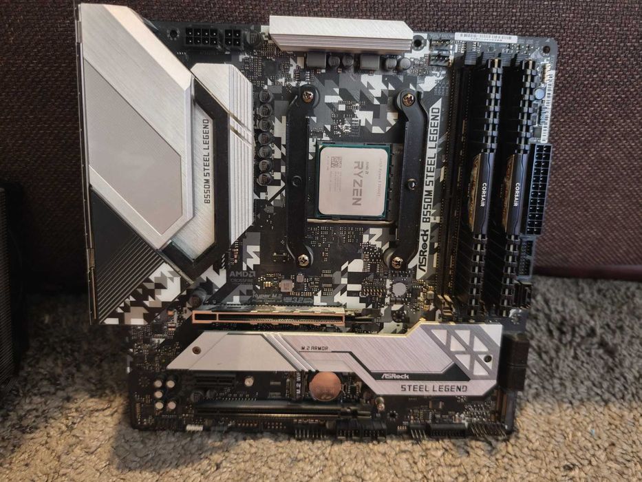 ASRock B550M Steel Legend + AMD Ryzen 5 5500GT 6-Core + 32GB DDR4, 500GB NVMe + Охладител