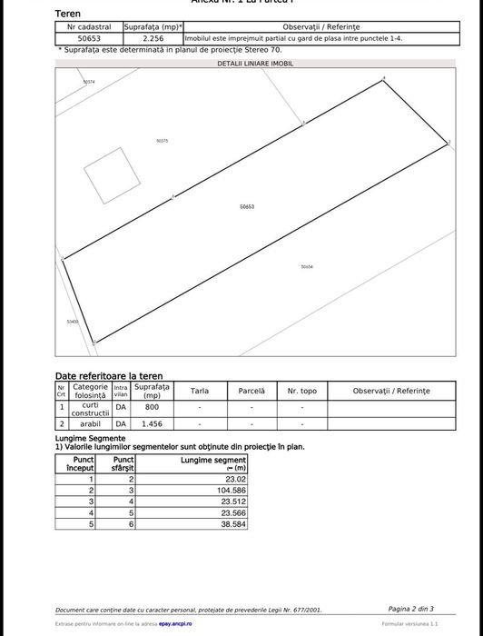Teren la DN 2256 mp deschidere 23m – ideal afacere / construcție
