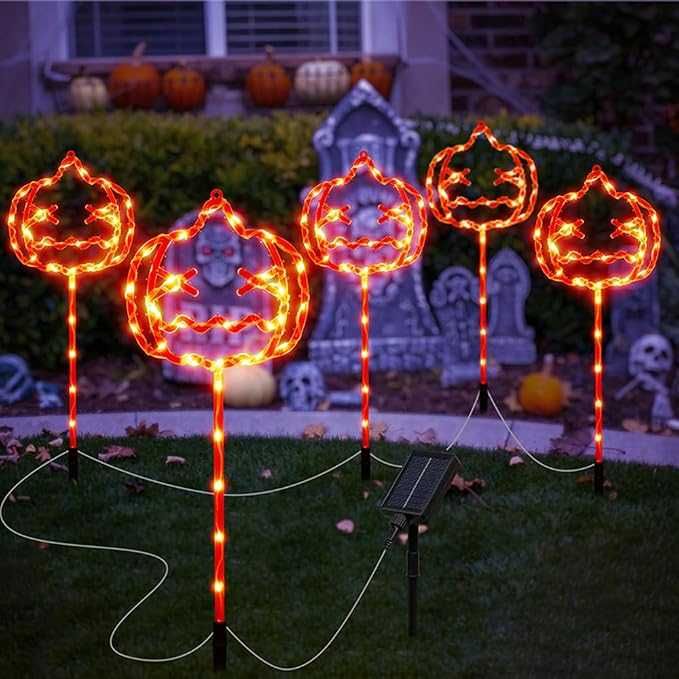 Set 5 Lampi Solare Dovleac Halloween (gradina)