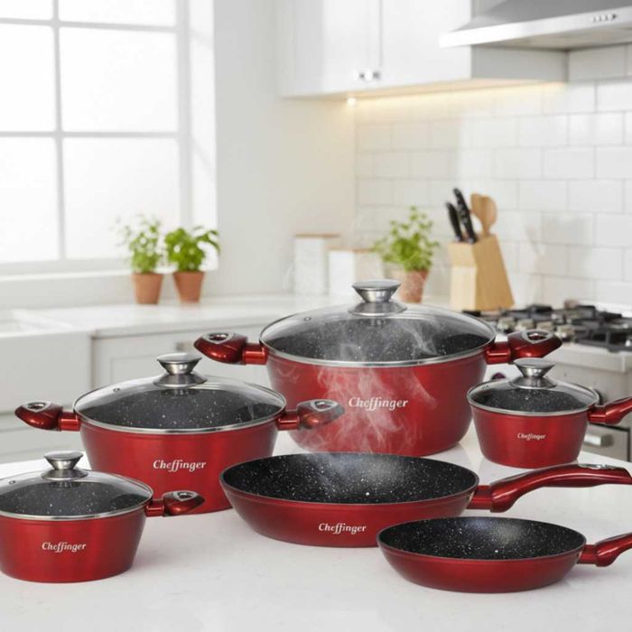 Комплект съдове за готвене Cheffinger от лят алуминий с мраморно покр