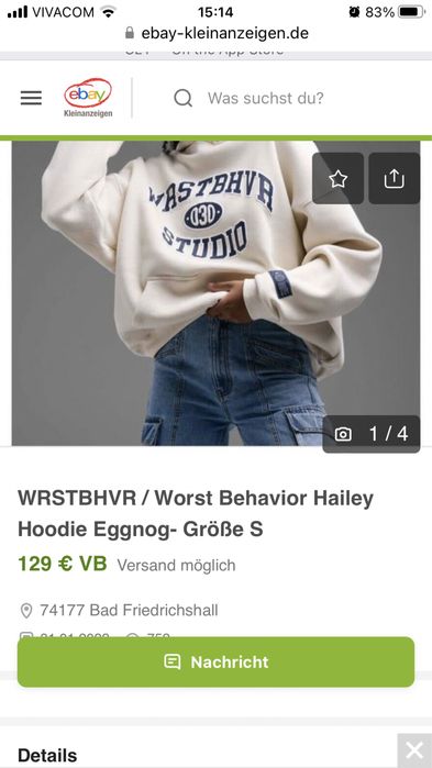 WRSTBHVR Hailey Hoodie Eggnog