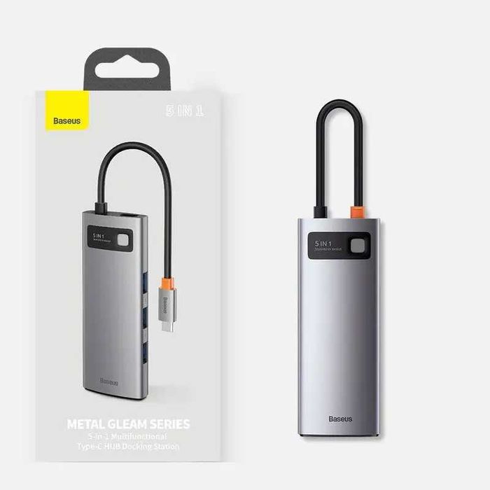 Baseus 5-in-1 USB-C Хаб HDMI 4K, TYPE-C 100W, 3X USB. Есть доставка
