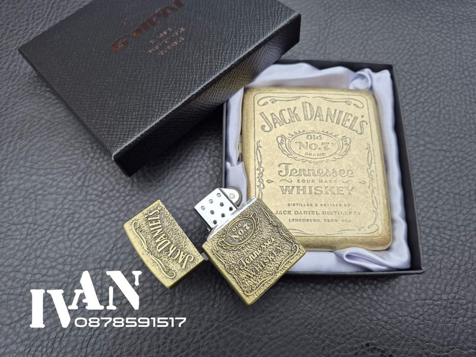 Табакера от месинг и запалка комплект Jack Daniel's