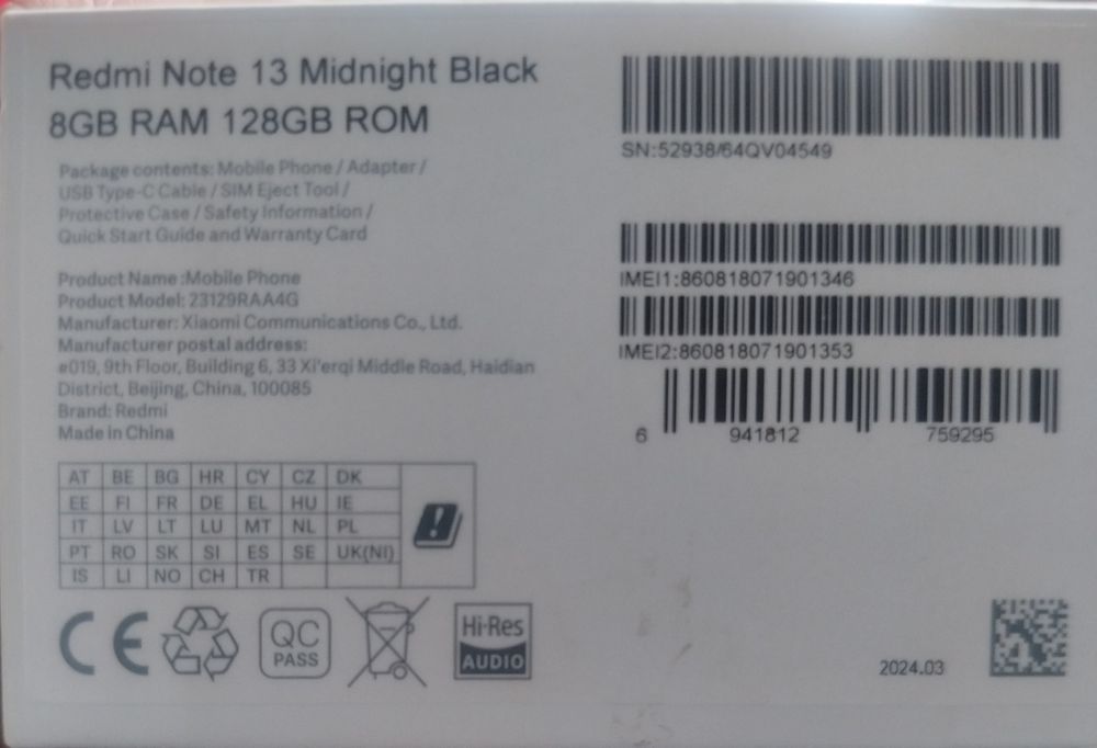 Redmi not 13 holati edial