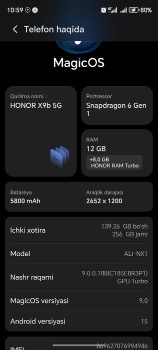 Tezda ishonchli Honor x9b
