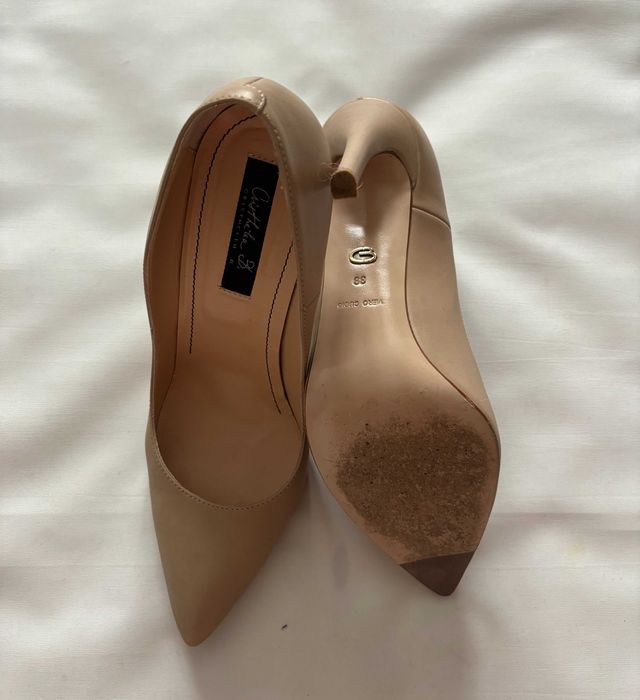 Pantofi stiletto, MUSETTE, piele bej, marimea 38