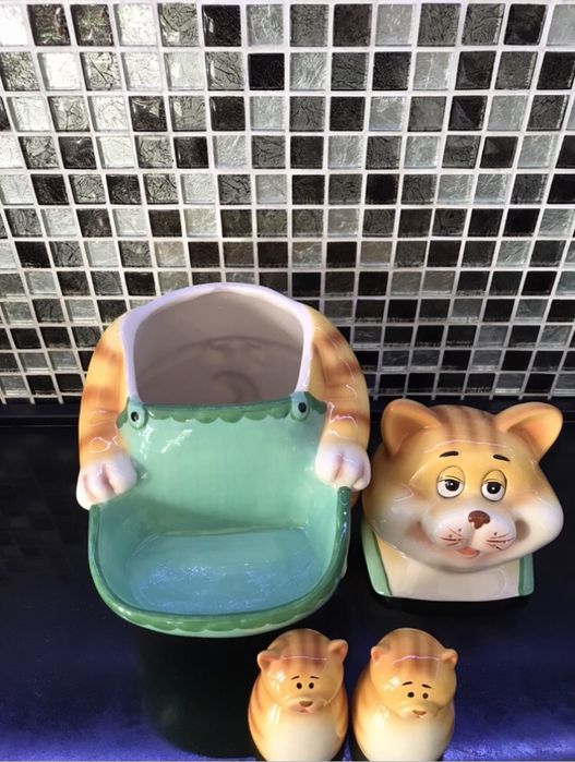 Конфетница кошка с котятами