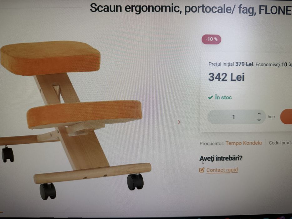 Scaun ergonomic portocaliu