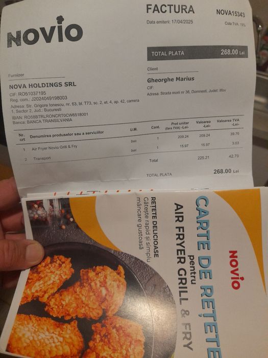 Air frayer NOVIO    Nu raspund la mesaje