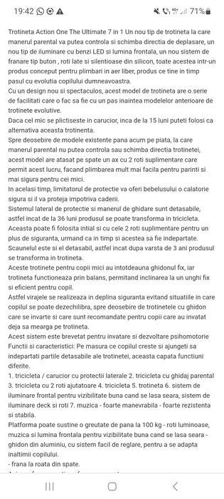 Trotineta cu scaun 7 în 1 roz