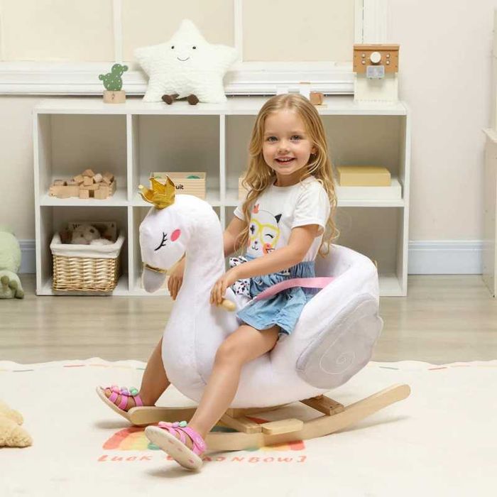 AIYAPLAY Люлееща се играчка лебед с приспивна песен, за деца 1,5-3 години, 65x40x68 см