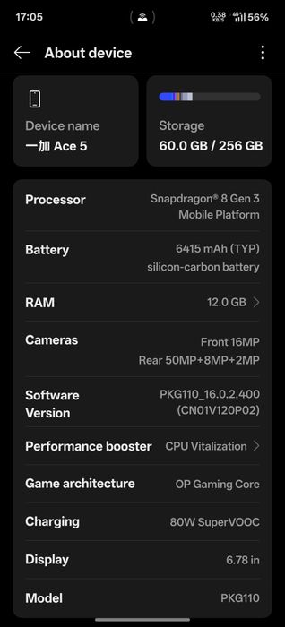 One plus ace5 12/256 gb