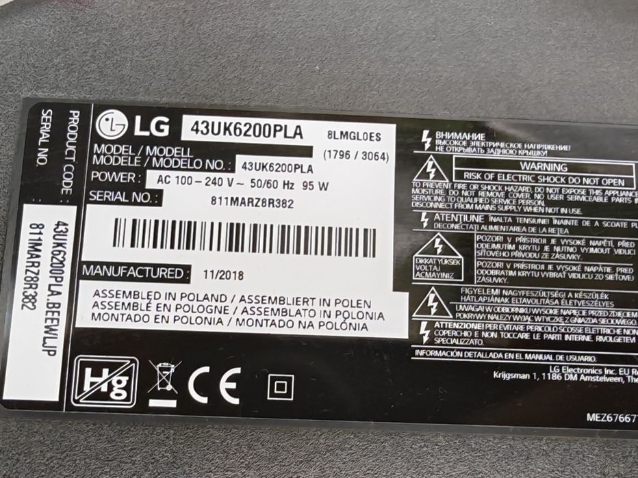 Dezmembrez TV LG 43UK6200PLA