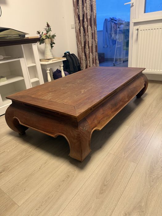 Masă de ceai stil oriental chinezesc – lemn de tec, lucrată manual