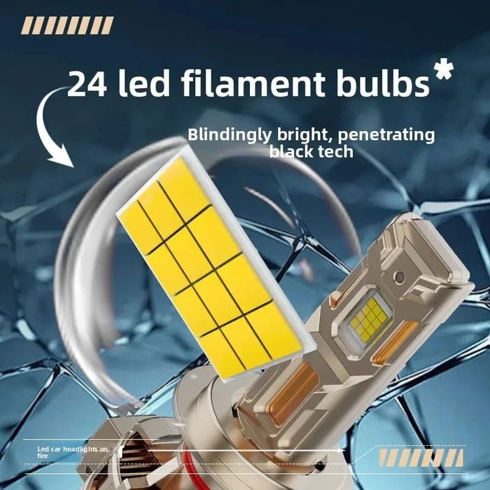 Două Becuri Led H1,H4,H7( 38000Lm/480W/6000K) Lumină Foarte Puternică