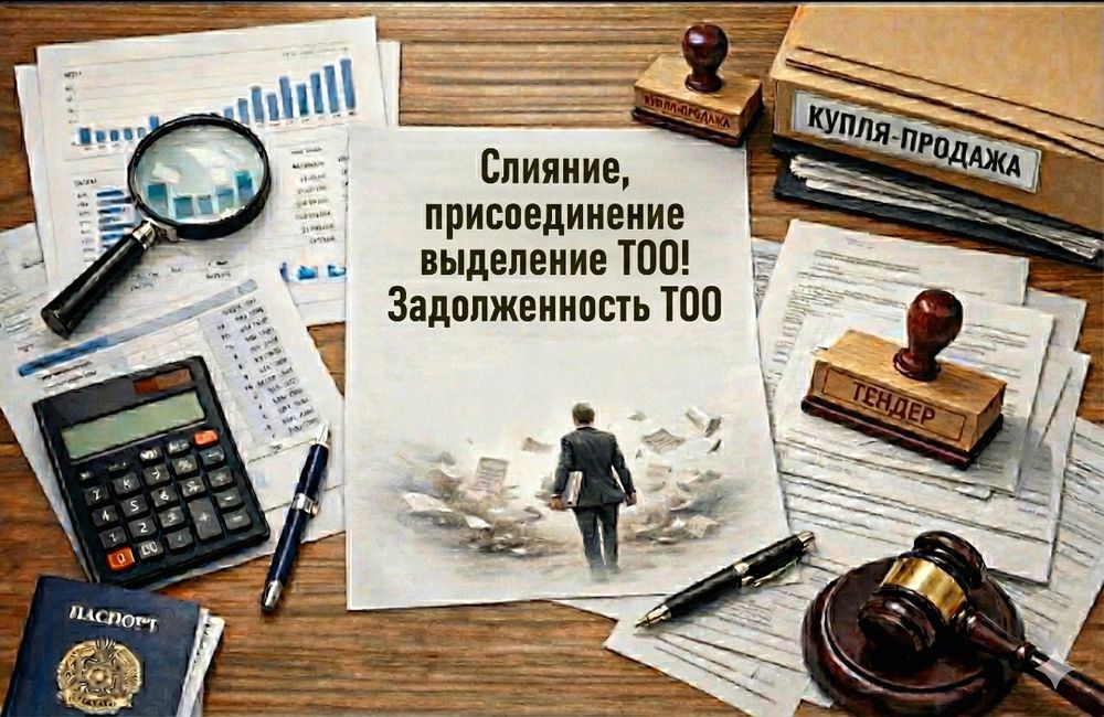 Слияние, присоединение выделение ТОО! Задолженность ТОО