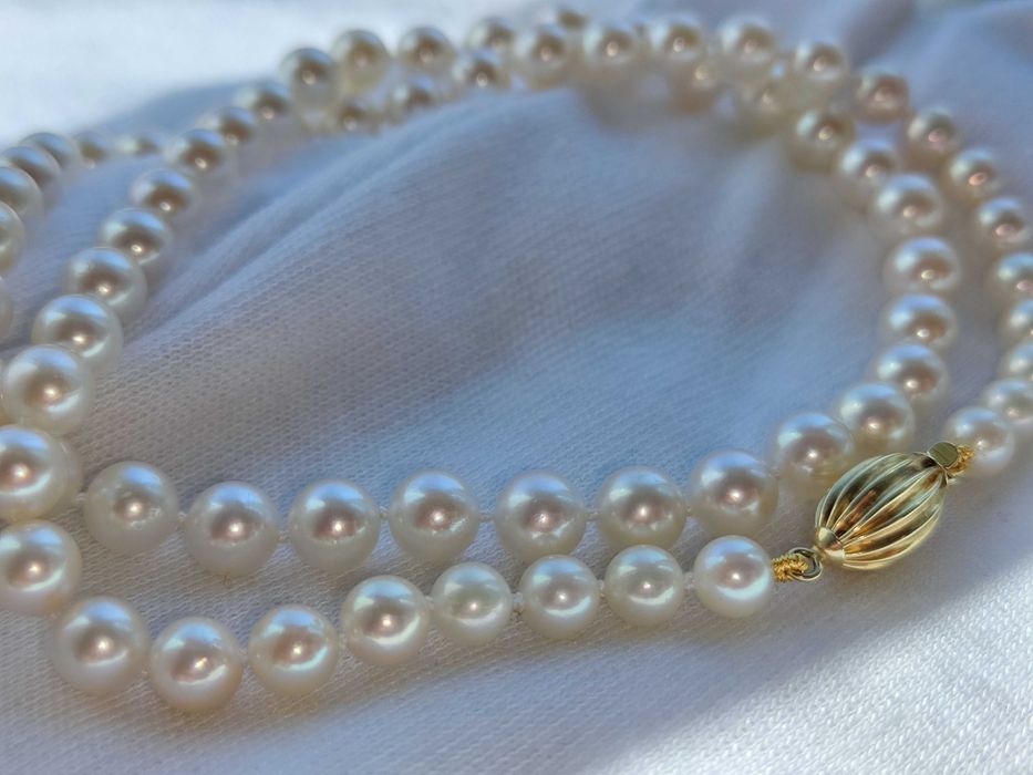 Colier aur 14k perle naturale apa sarata Perla Akoya Oyster certificat